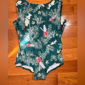 Luckyleo Nutcracker Green Holiday Print Adult Large Leotard